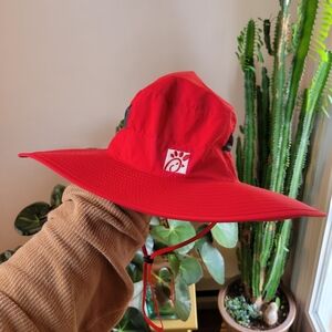 Chick-fil-A Team Member Red Sun Boonie Hat Drawstring Chin Strap